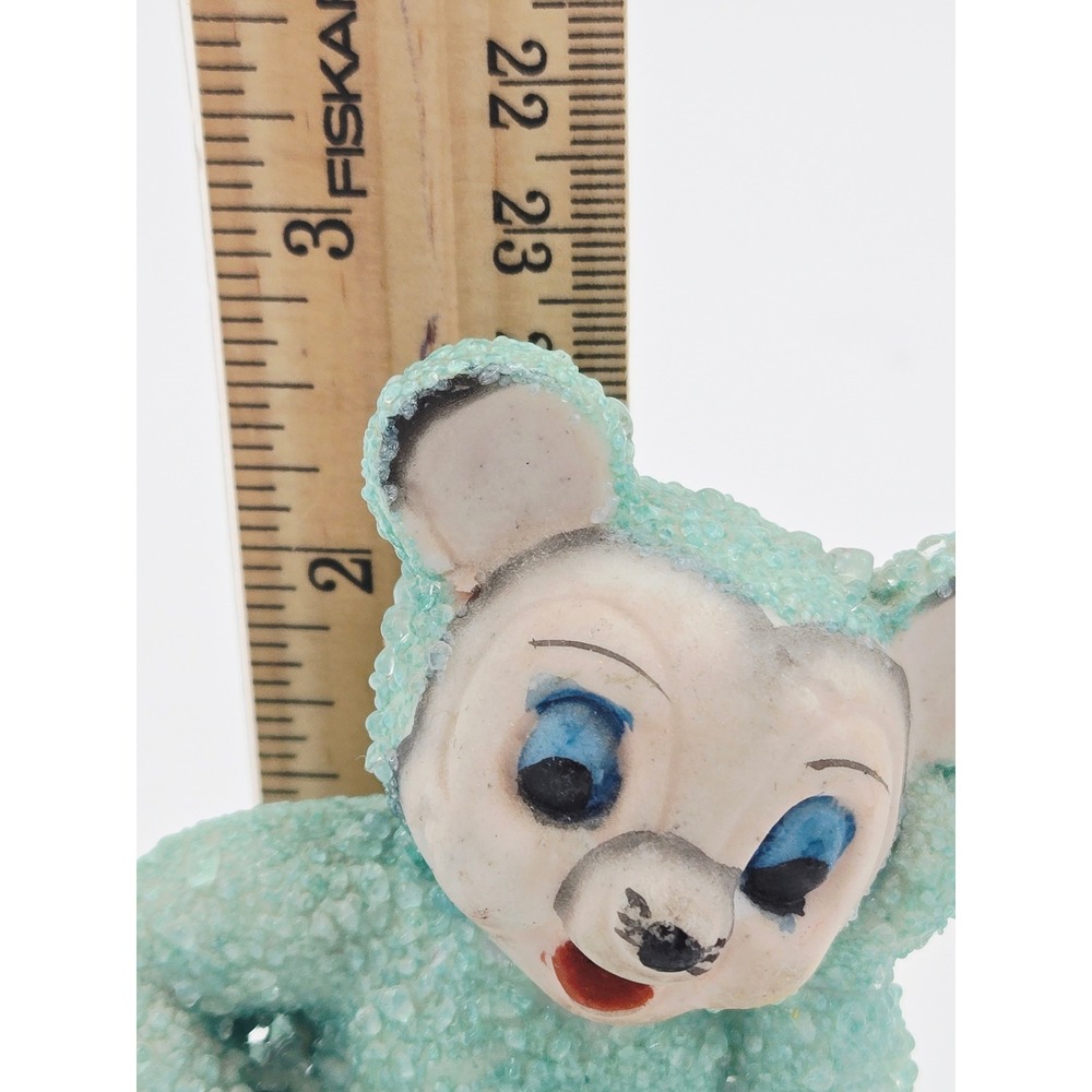 Vintage Aqua Blue Sugar Glazed Ceramic Bear Figurine Japan 1951 MCM Kitsch - Picture 5 of 5